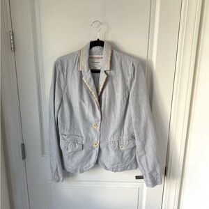 Anthropologie Cartonnier Linen Cotton Stripe Blazer Women’s size 14